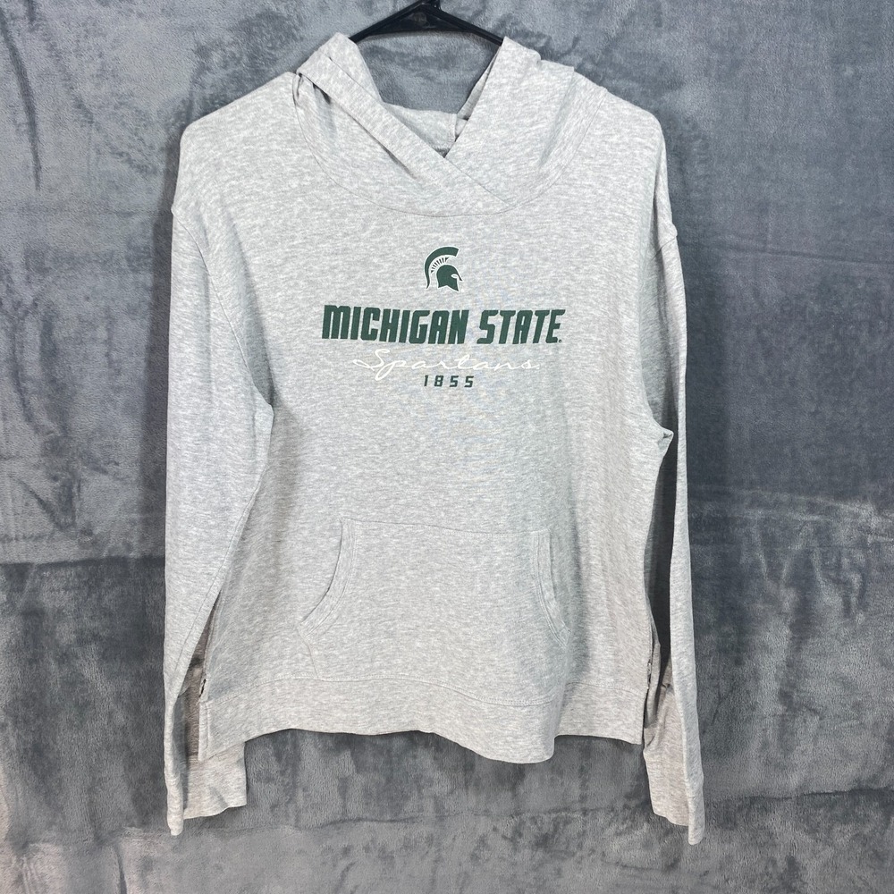 Michigan State Spartans Hoodie Sweatshirt Mens Large Gray Champion Pullover Logo